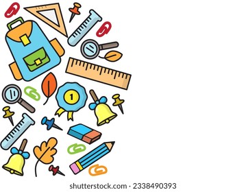 Ilustración vectorial, diseño gráfico de la escuela de objetos coloridos y brillantes, para diferentes proyectos de diseño.