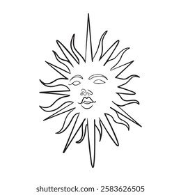 vector illustration graphic design sun,art,tattoo sketch,use in print,hand draw