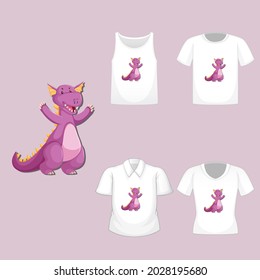vector illustration graphic design t shirt wear template clothes background fashion clothing dinosaur fabric boy collection fashion sketch set newborn casual textile kids cute baby child cotton sport 