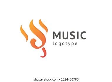 Vector illustration, Graphic Design treble clef logotype. Abstract music icon vector design. Sound recording studio, night party. School of Music, disco, vocal course, composer, singer vector logo