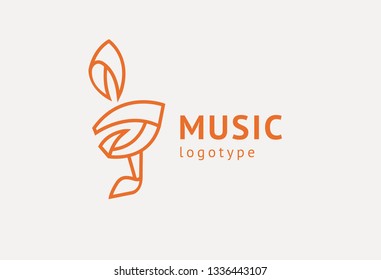 Vector illustration, Graphic Design treble clef logotype. Abstract music icon vector design. Sound recording studio, night party. School of Music, disco, vocal course, composer, singer vector logo