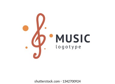 Vector illustration, Graphic Design treble clef logotype. Abstract music icon vector design. Sound recording studio, night party. School of Music, disco, vocal course, composer, singer vector logo
