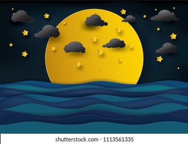 Diseño gráfico de vectores e ilustraciones estilo artesanal digital, Luna y conchas,Idea para la presentación EPS10.
