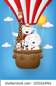 Vector and Illustration graphic digital craft style,cute cartoon,Greeting Cards With Cute Animals.