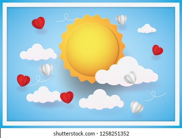 Vector and Illustration graphic digital craft style,Hearts floating in the air.