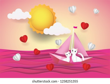 Vector and Illustration graphic digital craft style,Cute cartoon,Love and Valentine's day.