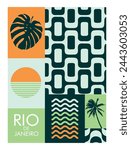 Vector illustration of graphic elements alluding to the city of Rio de Janeiro, Brazil.