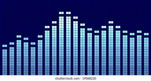 Vector illustration of a graphic equalizer in blue tones.