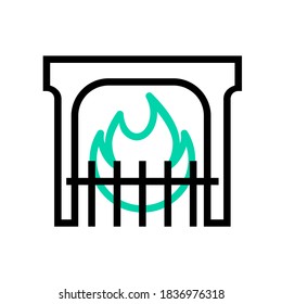 Vector Illustration Graphic Of Fire Place. Interior Concept Icon In Outline Style