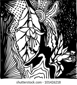 A vector illustration of graphic floral drawing.