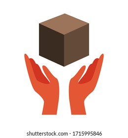 vector illustration graphic of fragile label box hand