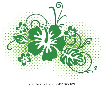 vector illustration of graphic hibiscus flowers
