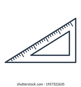 Vector illustration of graphic, icon of triangle ruler with outline style. Good for graphic assets in web design, UI, banners, drawing books, and brochures. simple design.