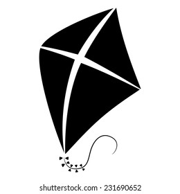 vector illustration of graphic kite. Isolated black icon on white background