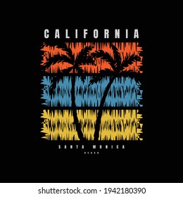 Vector illustration of graphic lettering, CALIFORNIA BEACH, creative clothing suitable for design of t-shirts, hoodies, prints, posters, etc.