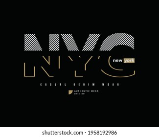 Vector illustration of graphic letters, NYC, creative clothing, perfect for t-shirt, shirt, hoodies, print, etc.