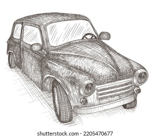 Vector illustration graphic linear retro car