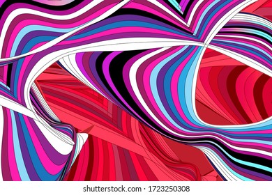 Vector illustration with graphic linear waves and strokes