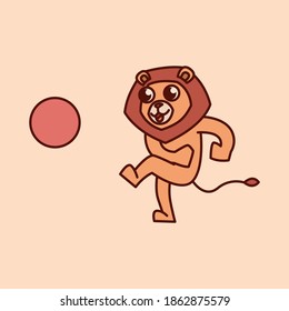 Ilustración vectorial de la pelota de león. Icono de la vida salvaje animal en estilo plano