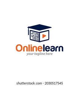 Vector illustration of graphic logo design template for student online learning