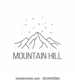 vector illustration graphic of minimalistic mountain logo design with star