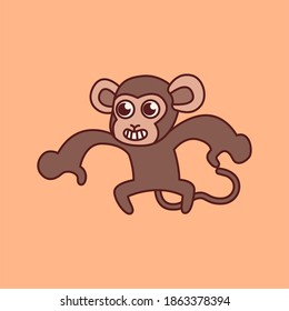 Vector illustration graphic of monkey in flat style. Good for zoo, animal rescue, animal lovers
