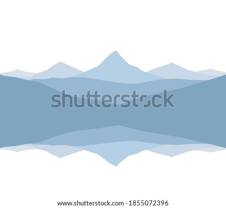 Vector illustration: Graphic Mountain Lake landscape with reflection. 