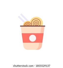 Vector illustration graphic of noodle cup in flat style with pastel color
