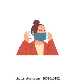 Ilustración vectorial gráfica de personas con mascarilla médica protectora aisladas en fondo blanco