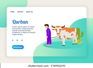 Vector illustration graphic of Qurban. A Mosque with Qurban cow. Perfect for poster.