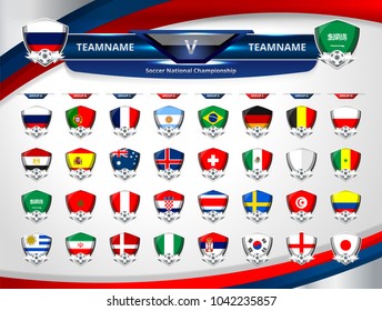 Vector Illustration Graphic of Scoreboard Broadcast and Lower Thirds Template for world soccer tournament championship 2018 in russia