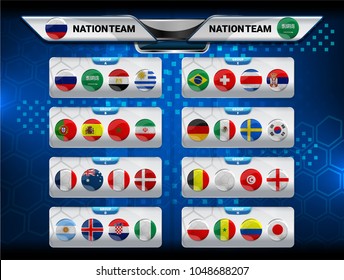 Vector Illustration Graphic of Scoreboard Broadcast and Lower Thirds Template for soccer world tournament championship