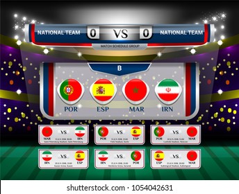 Vector Illustration Graphic of Scoreboard Broadcast and Lower Thirds Template for world soccer tournament championship 2018 in russia