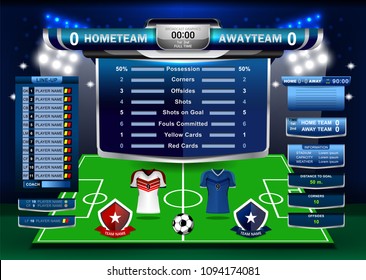 Vector Illustration Graphic of Scoreboard Broadcast and Lower Thirds Template for sport soccer and football