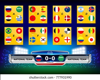 Vector Illustration Graphic of Scoreboard Broadcast and Lower Thirds Template for soccer world tournament championship