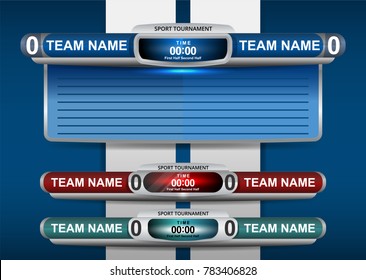 Vector Illustration Graphic of Scoreboard Broadcast and Lower Thirds Template for sport soccer and football