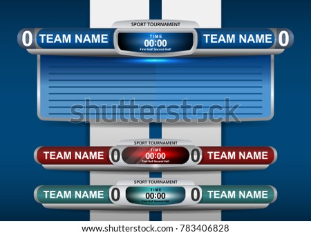 Vector Illustration Graphic of Scoreboard Broadcast and Lower Thirds Template for sport soccer and football