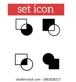 Ilustración vectorial del conjunto gráfico de iconos con formas de contorno, cuadrado y redondeo