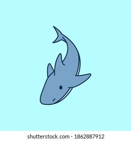 Vector illustration graphic of shark. Wild under the sea animal icon isolated on blue background