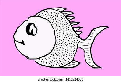 Vector illustration . Graphic sketch of ocean fish from the coral sea. Site about animals, fish, fishing, art.