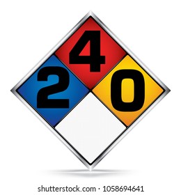 Vector and illustration of graphic style, Diamond 2-4-0 symbols, White,Blue,Red,Yellow Warning Dangerous icon on white background,Attracting attention Security First sign,Idea for Presentation,EPS10