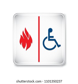 Vector  illustration graphic style,Accessible Area Of Refuge Symbol on white background,Attracting attention Security First sign,Idea for presentation EPS10.