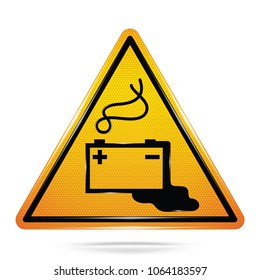 Vector and illustration of graphic style,Battery Charging Hazard symbols,Yellow triangle Warning Dangerous icon on white background,Attracting attention Security First sign,Idea for presentation,EPS10