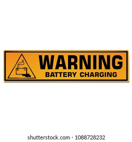 Vector and illustration graphic style,Battery Charging Hazard symbol,Yellow rectangle Warning Dangerous icon on white background,Attracting attention Security First sign,Idea for presentation EPS10.
