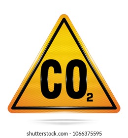 Vector and illustration graphic style,CO2 Hazard Symbol,Yellow triangle Warning Dangerous icon on white background,Attracting attention Security First sign,Idea for presentation,EPS10.