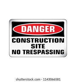 Vector and Illustration graphic style,Construction Site No Trespassing label, Warning icon on white background,Attracting attention Security First sign,Idea for presentation,EPS 10.
