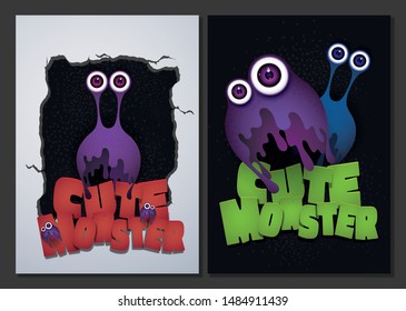 Vector and illustration of graphic style,Cute monster,Happy Halloween Background