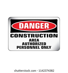 Vector and Illustration graphic style,Danger Construction Area Safety label, Warning icon on white background,Attracting attention Security First sign,Idea for presentation,EPS 10.