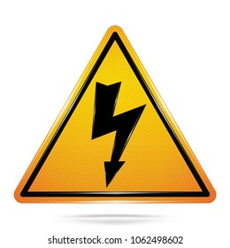 Vector and illustration of graphic style,Danger High Voltage symbol,Yellow triangle Warning Dangerous icon on white background,Attracting attention Security First sign,Idea for presentation,EPS10.