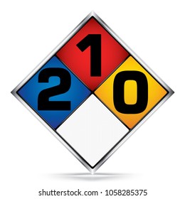 Vector and illustration of graphic style,Diamond 2-1-0 symbols, White,Blue,Red,Yellow Warning Dangerous icon on white background,Attracting attention Security First sign,Idea for Presentation,EPS10
